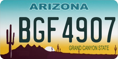 AZ license plate BGF4907