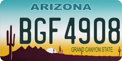 AZ license plate BGF4908