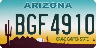 AZ license plate BGF4910