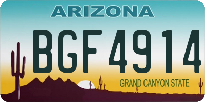 AZ license plate BGF4914