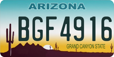 AZ license plate BGF4916