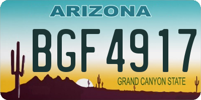 AZ license plate BGF4917