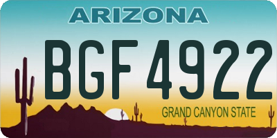 AZ license plate BGF4922