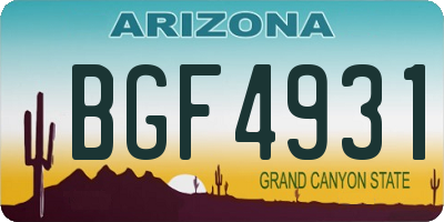 AZ license plate BGF4931