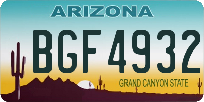 AZ license plate BGF4932
