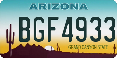 AZ license plate BGF4933