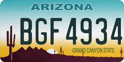 AZ license plate BGF4934