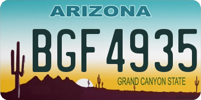 AZ license plate BGF4935