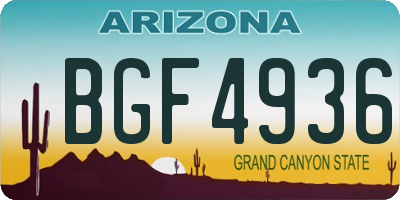 AZ license plate BGF4936