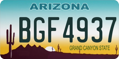 AZ license plate BGF4937