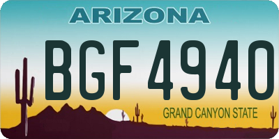 AZ license plate BGF4940