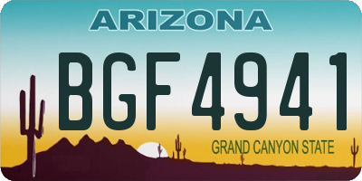 AZ license plate BGF4941