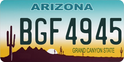 AZ license plate BGF4945