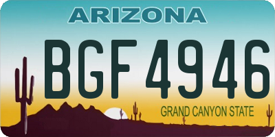AZ license plate BGF4946