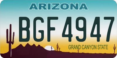 AZ license plate BGF4947