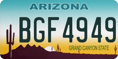 AZ license plate BGF4949