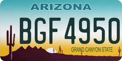 AZ license plate BGF4950