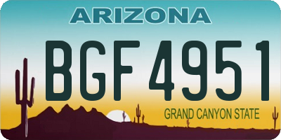 AZ license plate BGF4951