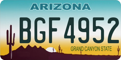 AZ license plate BGF4952