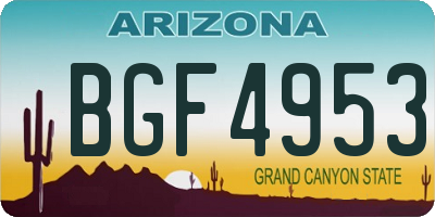 AZ license plate BGF4953
