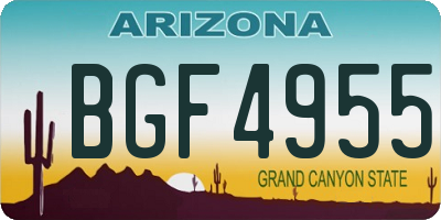 AZ license plate BGF4955