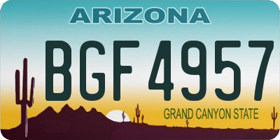 AZ license plate BGF4957