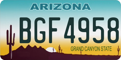 AZ license plate BGF4958