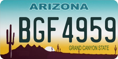 AZ license plate BGF4959