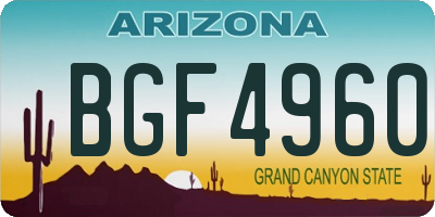 AZ license plate BGF4960