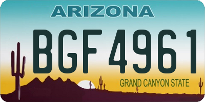 AZ license plate BGF4961