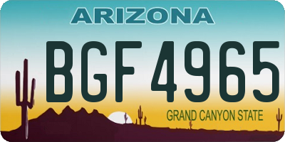 AZ license plate BGF4965