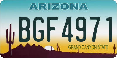 AZ license plate BGF4971