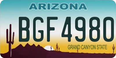 AZ license plate BGF4980