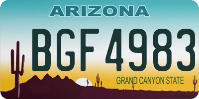 AZ license plate BGF4983