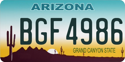 AZ license plate BGF4986