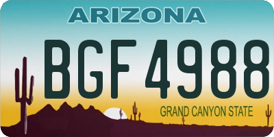 AZ license plate BGF4988