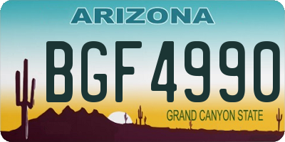AZ license plate BGF4990