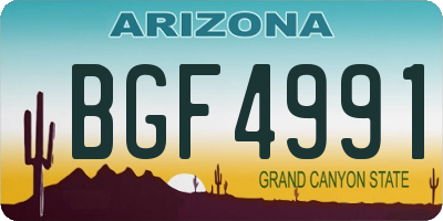 AZ license plate BGF4991