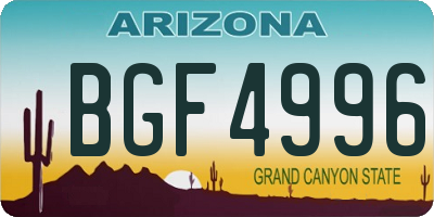 AZ license plate BGF4996