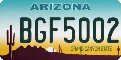 AZ license plate BGF5002