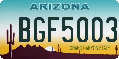 AZ license plate BGF5003