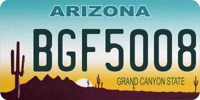 AZ license plate BGF5008