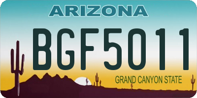 AZ license plate BGF5011