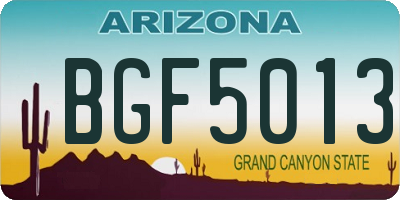 AZ license plate BGF5013