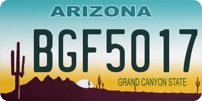 AZ license plate BGF5017