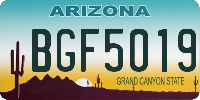 AZ license plate BGF5019