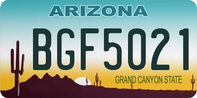 AZ license plate BGF5021
