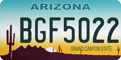 AZ license plate BGF5022