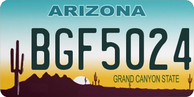 AZ license plate BGF5024