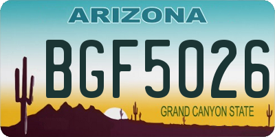 AZ license plate BGF5026